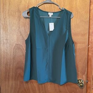 JCrew Teal Sleeveless V-Neck Top
